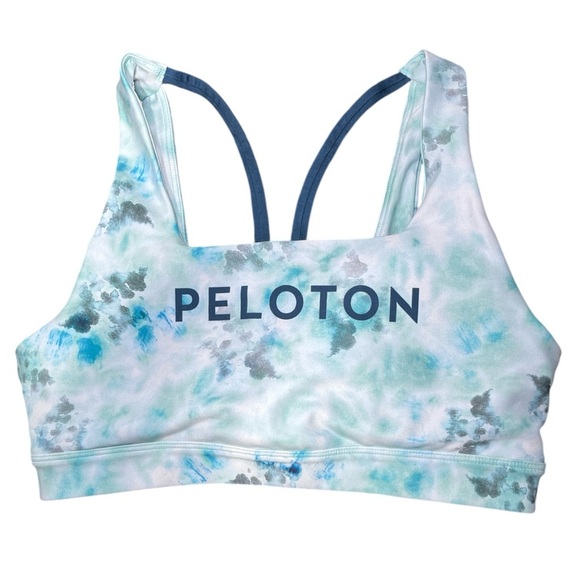 PELETON Blue Diamond Tie Dye V Back Sportsbra Small Gym Workout Active Comfy - Picture 2 of 9